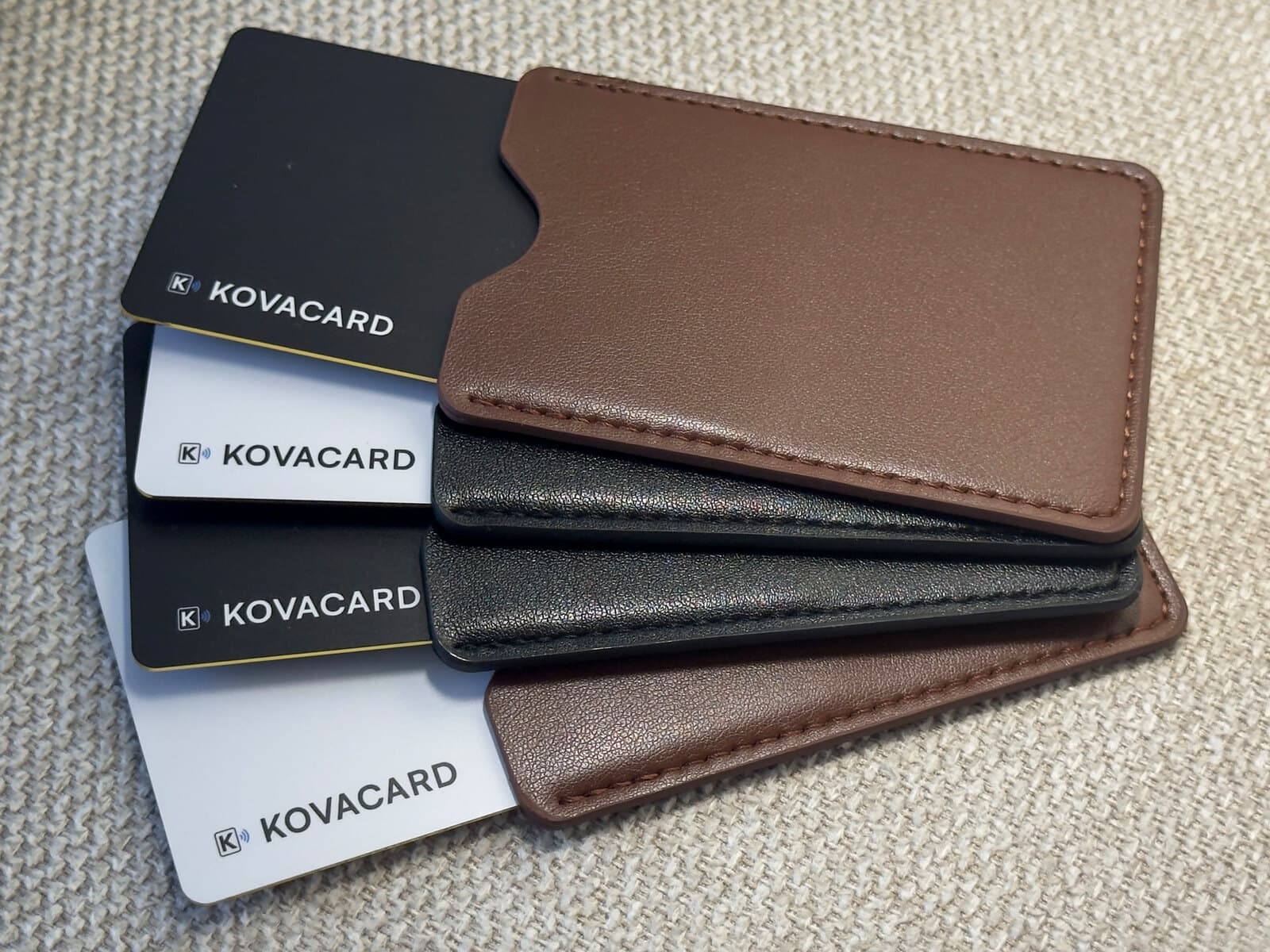 Cards resting in their leather pouches