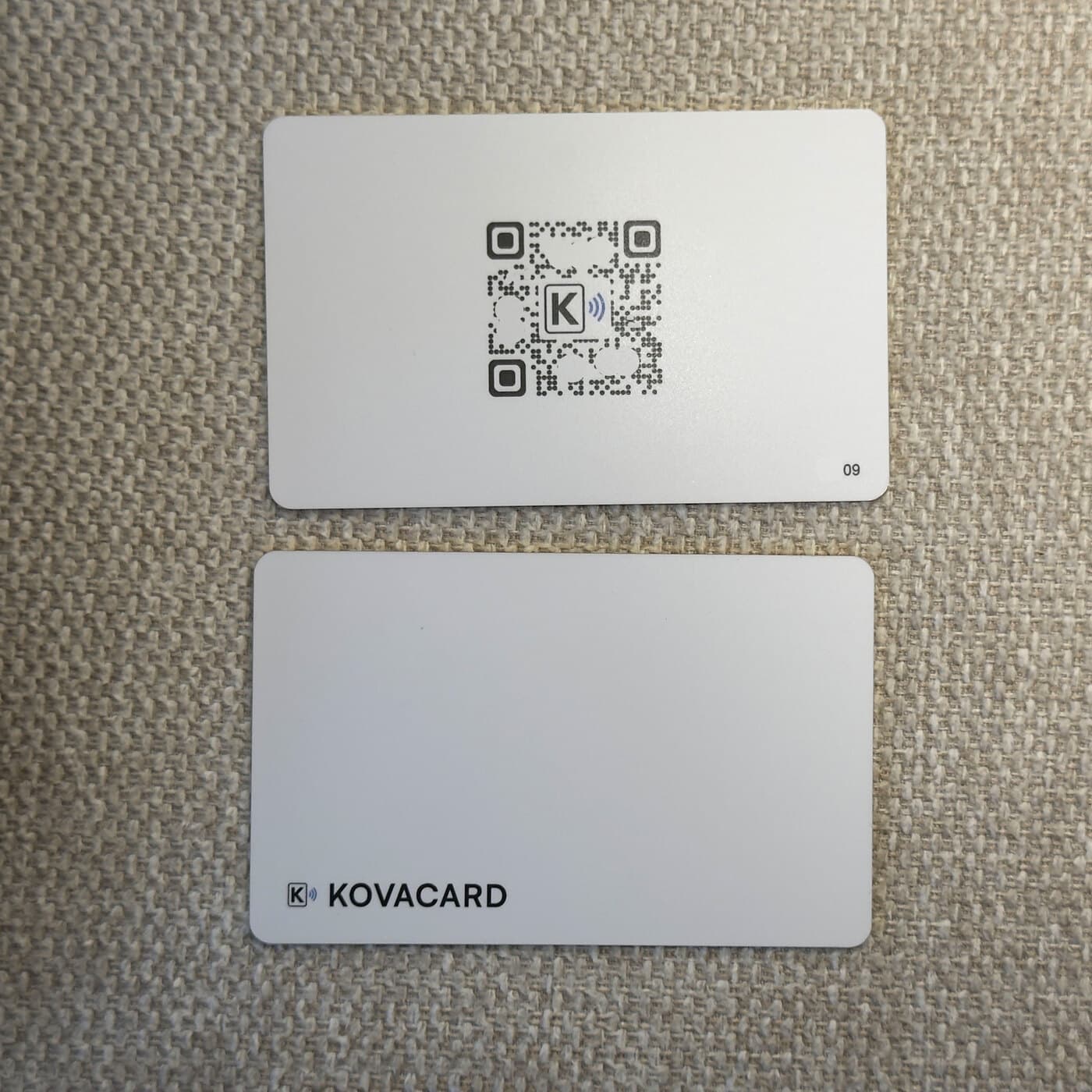The front and the QR code back of a card